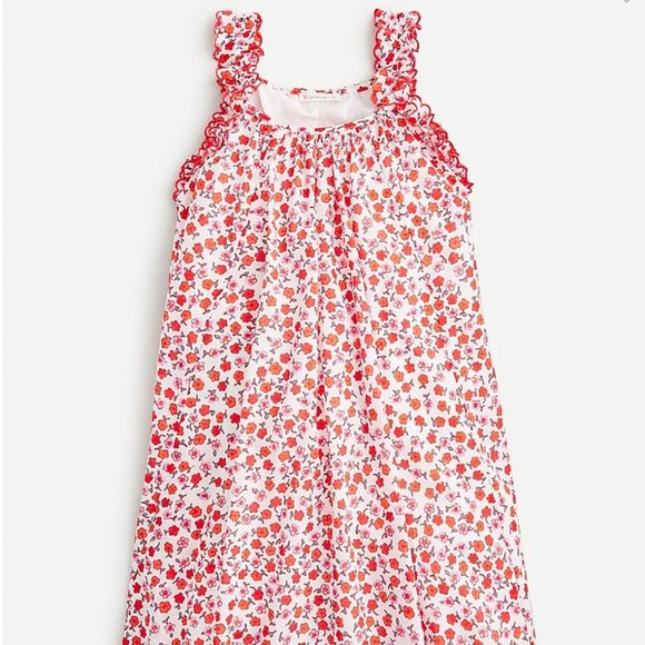 Crewcuts pink/red liberty floral print dress with ruffle trim - Picture 1 of 9